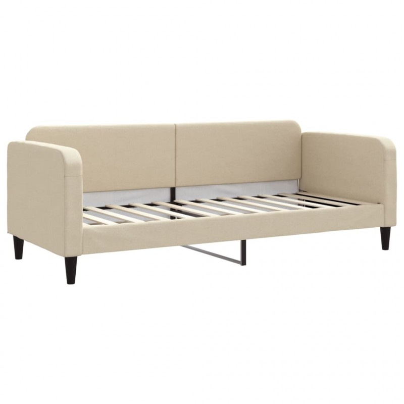 Sofa rozsuwana z szufladami, kremowa, 80x200 cm, tkanina