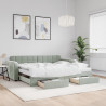 Sofa rozsuwana z szufladami, jasnoszara, 90x200 cm, aksamit