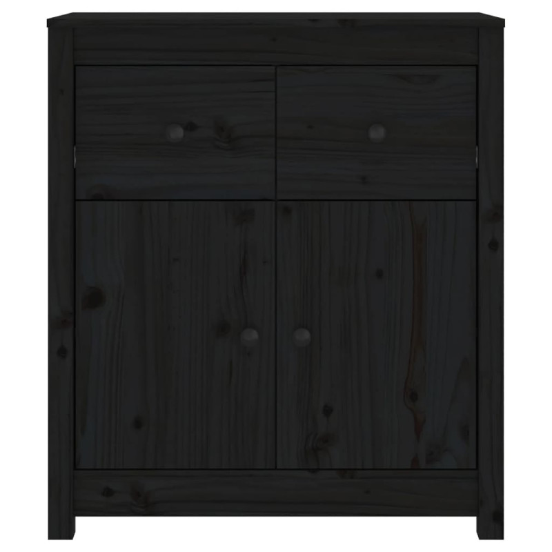 Szafka, czarna, 70x35x80 cm, lite drewno sosnowe