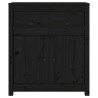 Szafka, czarna, 70x35x80 cm, lite drewno sosnowe