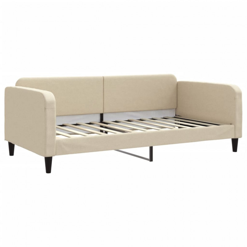 Sofa z materacem do spania, kremowa, 100x200 cm, tkanina