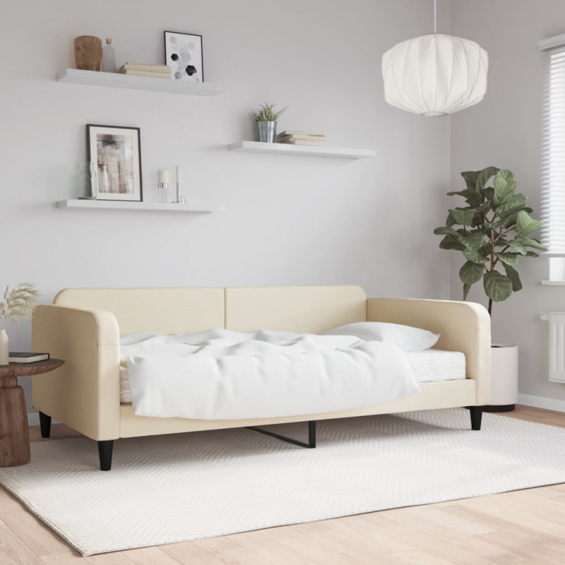 Sofa z materacem do spania, kremowa, 80x200 cm, tkanina