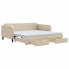 Sofa rozsuwana z szufladami, kremowa, 100x200 cm, tkanina