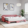 Sofa rozsuwana z materacami, różowa, 90x200 cm, aksamit