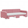 Sofa rozsuwana z materacami, różowa, 90x200 cm, aksamit