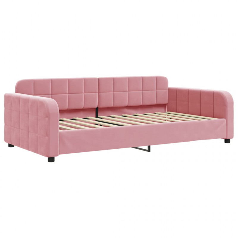 Sofa rozsuwana z materacami, różowa, 90x200 cm, aksamit