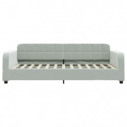 Sofa rozsuwana z szufladami, jasnoszara, 90x200 cm, aksamit
