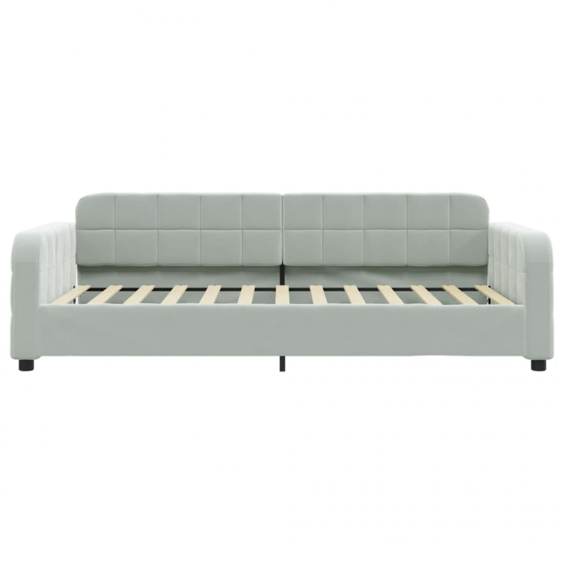 Sofa rozsuwana z szufladami, jasnoszara, 90x200 cm, aksamit