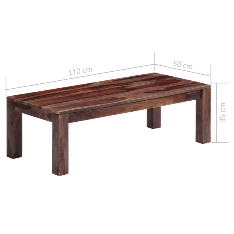 Stolik kawowy, szary, 110x50x35 cm, lite drewno