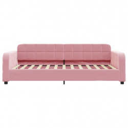 Sofa rozsuwana z szufladami, różowa, 90x200 cm, aksamit