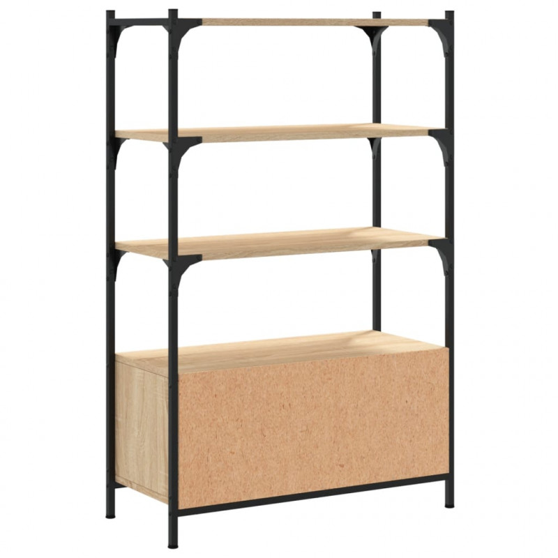 3-poziomowy regał na książki, dąb sonoma, 70x30x109,5 cm