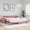 Sofa rozsuwana z materacami, różowa, 100x200 cm, aksamit