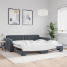 Sofa rozsuwana, ciemnoszara, 100x200 cm, aksamit