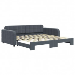 Sofa rozsuwana, ciemnoszara, 100x200 cm, aksamit