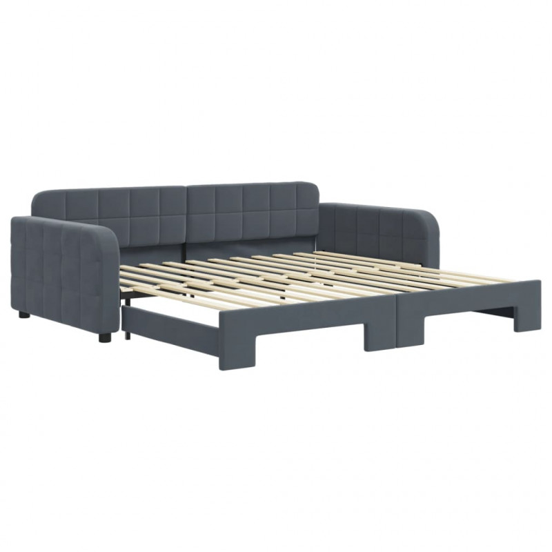 Sofa rozsuwana, ciemnoszara, 100x200 cm, aksamit