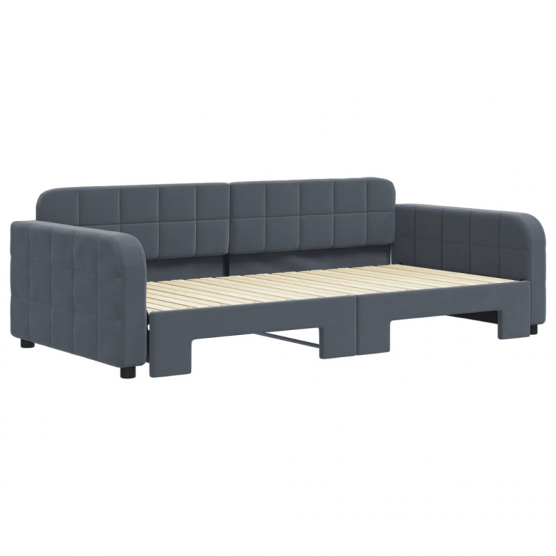 Sofa rozsuwana, ciemnoszara, 100x200 cm, aksamit