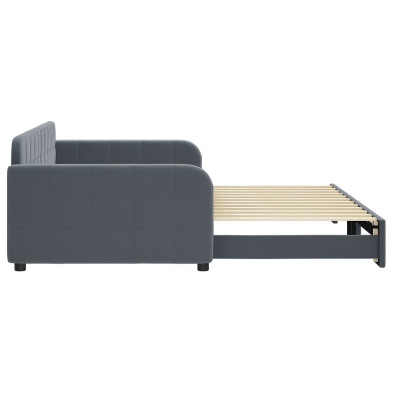 Sofa rozsuwana, ciemnoszara, 100x200 cm, aksamit