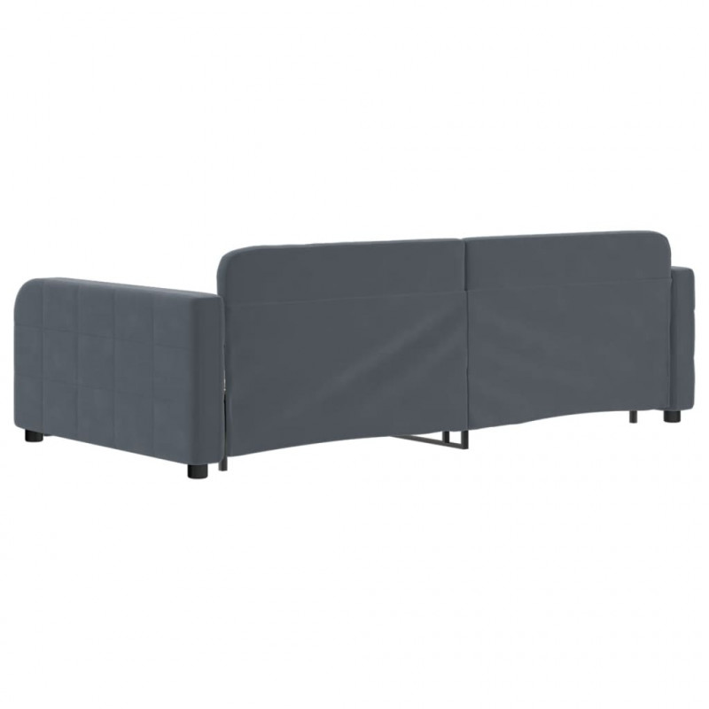 Sofa rozsuwana, ciemnoszara, 100x200 cm, aksamit