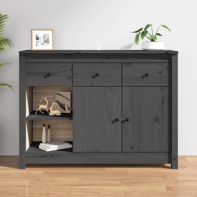 Szafka, szara, 100x35x74 cm, lite drewno sosnowe