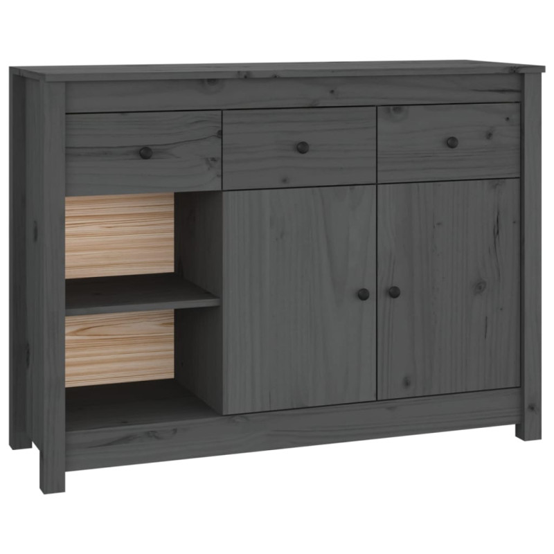 Szafka, szara, 100x35x74 cm, lite drewno sosnowe