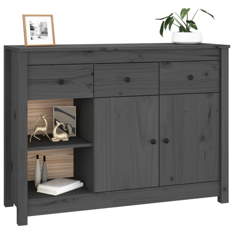 Szafka, szara, 100x35x74 cm, lite drewno sosnowe