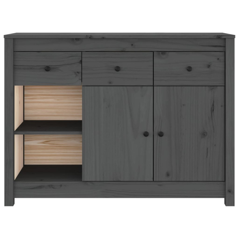 Szafka, szara, 100x35x74 cm, lite drewno sosnowe