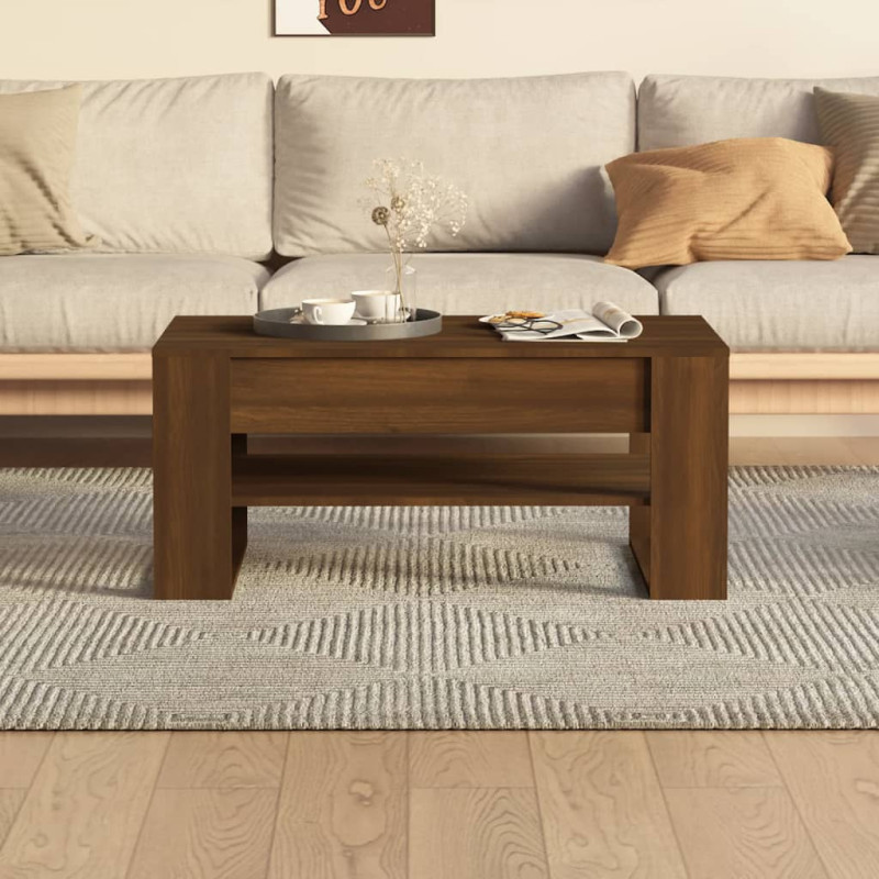 Stolik kawowy, brązowy dąb 102x55x45 cm materiał drewnopochodny