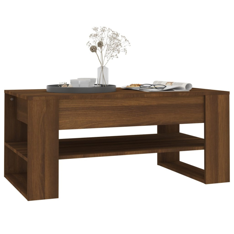 Stolik kawowy, brązowy dąb 102x55x45 cm materiał drewnopochodny