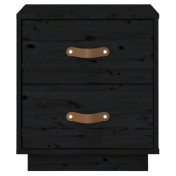   Szafki nocne, 2 szt., czarne, 40x34x45 cm, lite drewno sosnowe