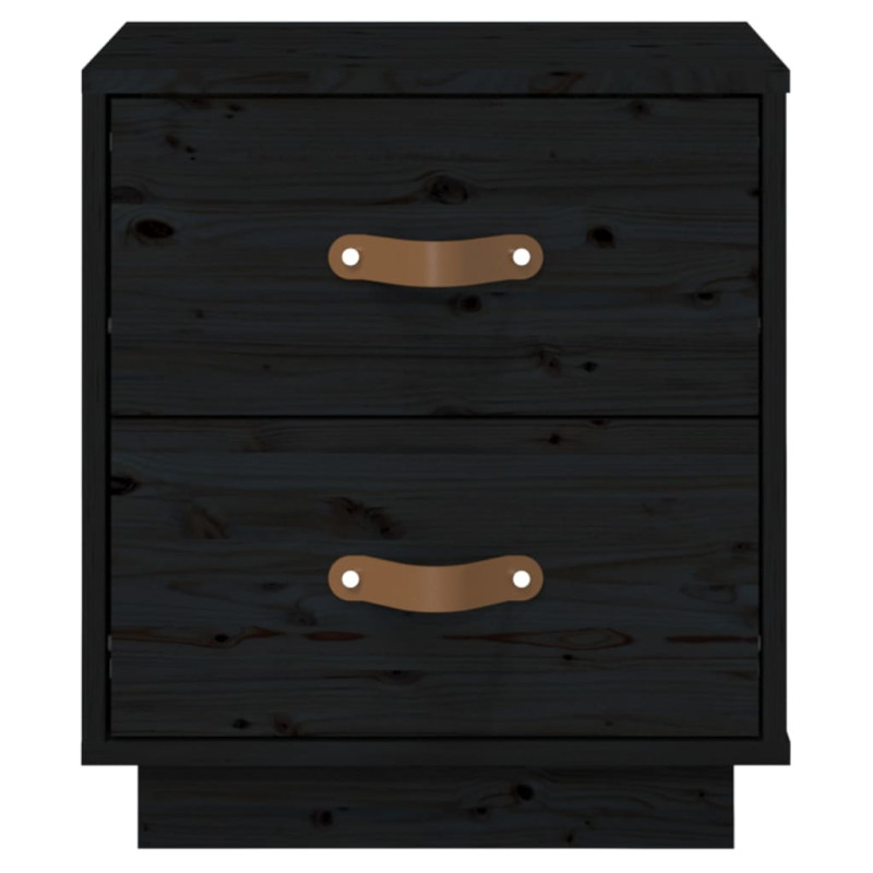  Szafki nocne, 2 szt., czarne, 40x34x45 cm, lite drewno sosnowe