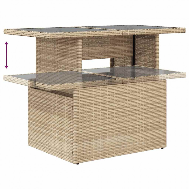 7-cz. zestaw mebli z poduszkami, beżowy, polirattan i akacja