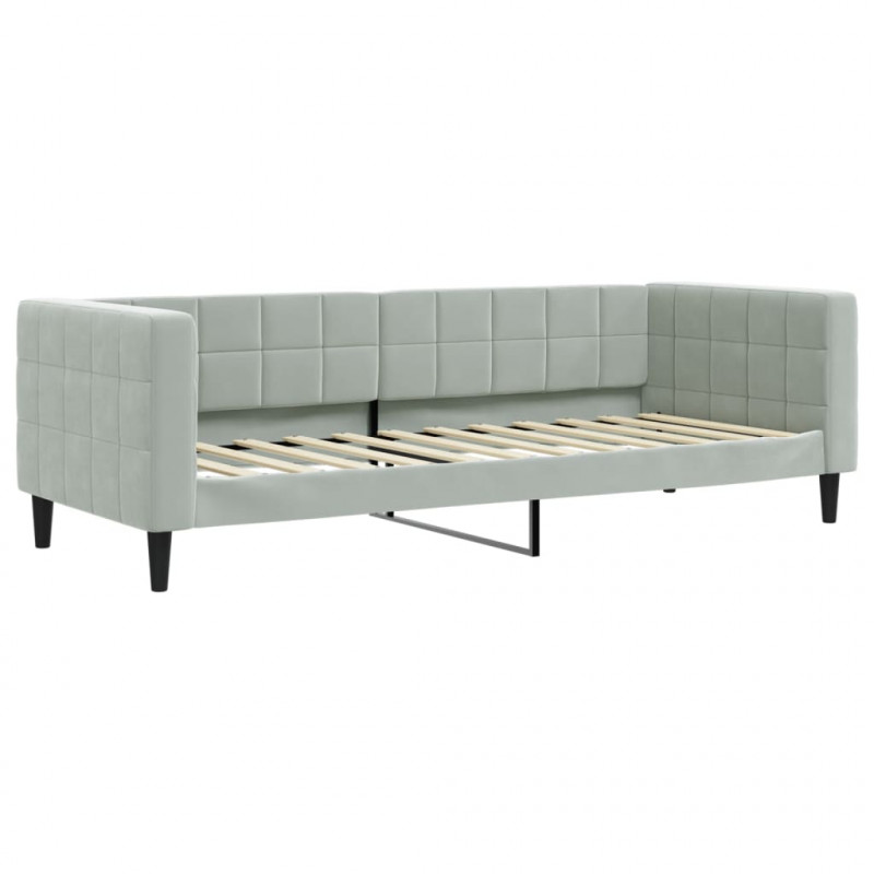 Sofa z funkcją spania, jasnoszara, 80x200 cm, obita aksamitem
