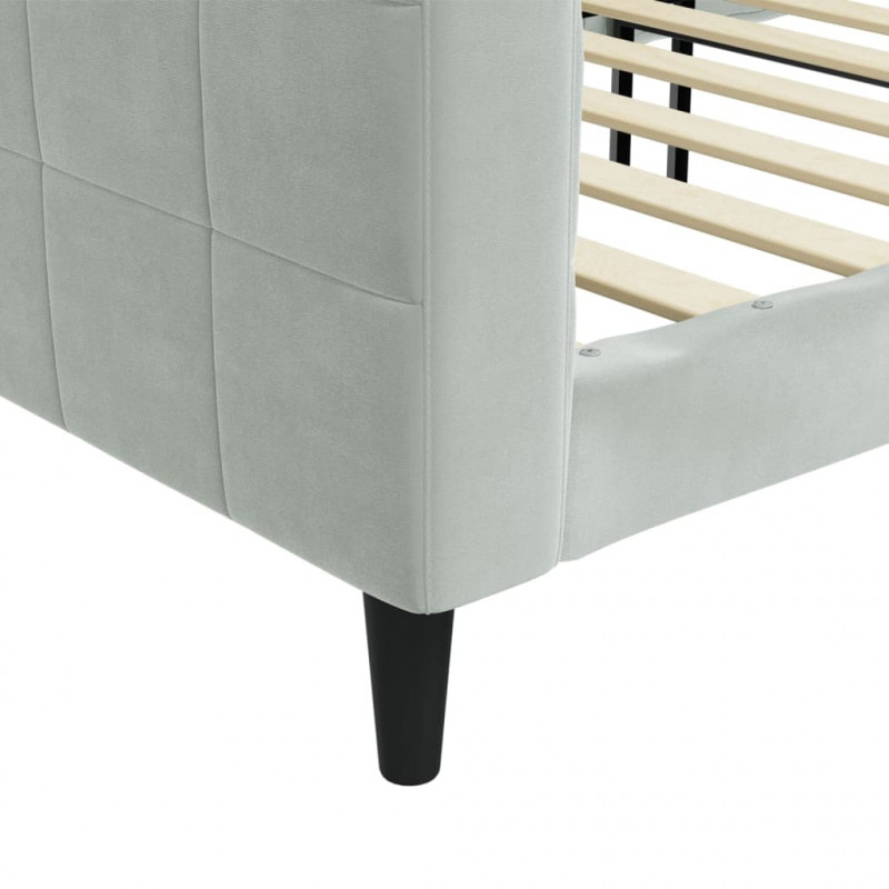 Sofa z funkcją spania, jasnoszara, 80x200 cm, obita aksamitem