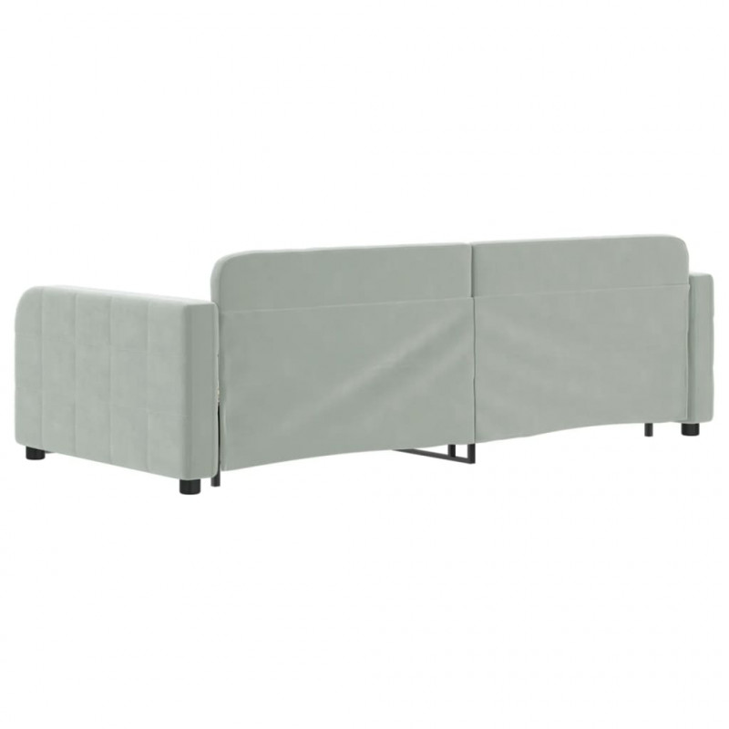 Sofa rozsuwana, jasnoszara, 90x200 cm, aksamit