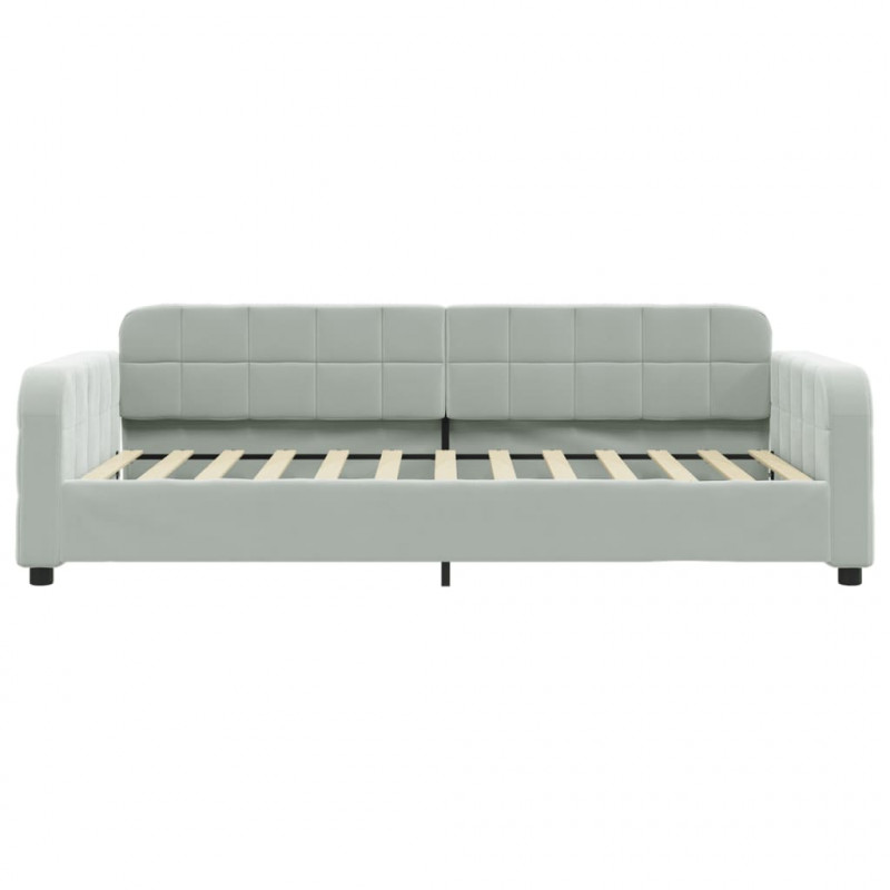 Sofa rozsuwana, jasnoszara, 90x200 cm, aksamit