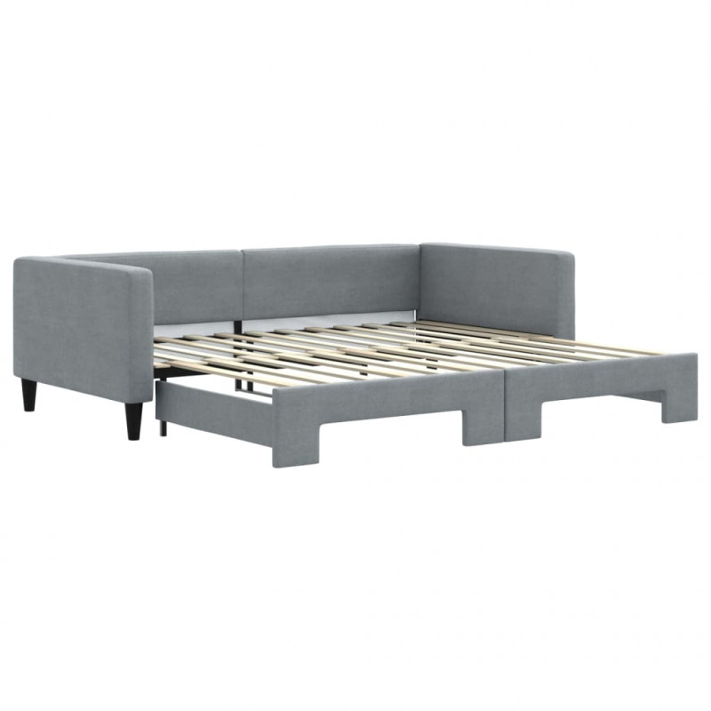 Sofa rozsuwana, jasnoszara, 100x200 cm, tkanina