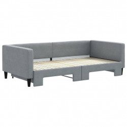 Sofa rozsuwana, jasnoszara, 100x200 cm, tkanina