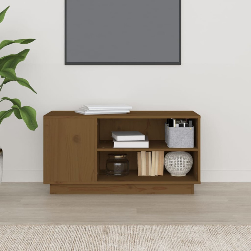 Szafka pod TV, miodowy brąz, 80x35x40,5 cm, lite drewno sosnowe