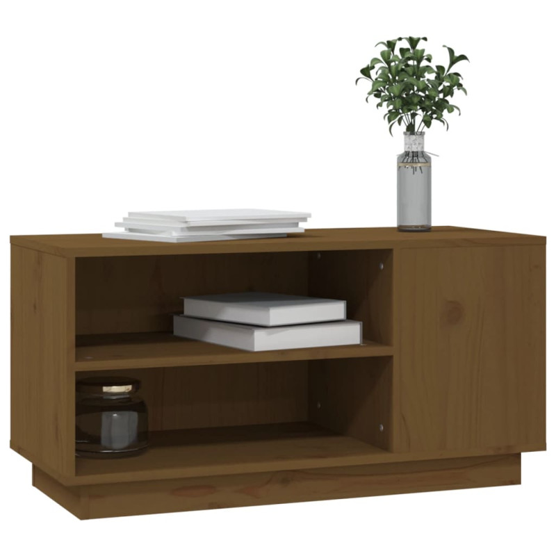 Szafka pod TV, miodowy brąz, 80x35x40,5 cm, lite drewno sosnowe