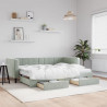 Sofa rozsuwana z szufladami, jasnoszara, 80x200 cm, aksamit