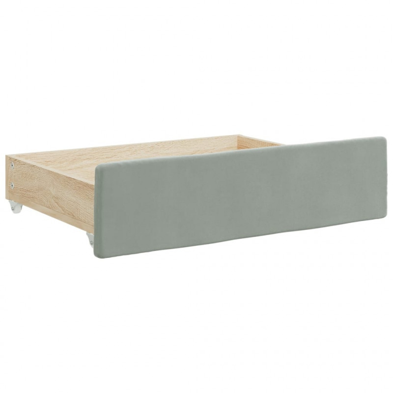 Sofa rozsuwana z szufladami, jasnoszara, 80x200 cm, aksamit