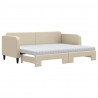 Sofa rozsuwana z materacami, kremowa, 80x200 cm, tkanina
