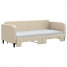 Sofa rozsuwana z materacami, kremowa, 80x200 cm, tkanina