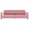 Sofa z materacem do spania, różowa, 90x200 cm, aksamit