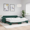Sofa rozsuwana z materacami, ciemnozielona, 100x200 cm, aksamit