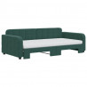 Sofa rozsuwana z materacami, ciemnozielona, 100x200 cm, aksamit