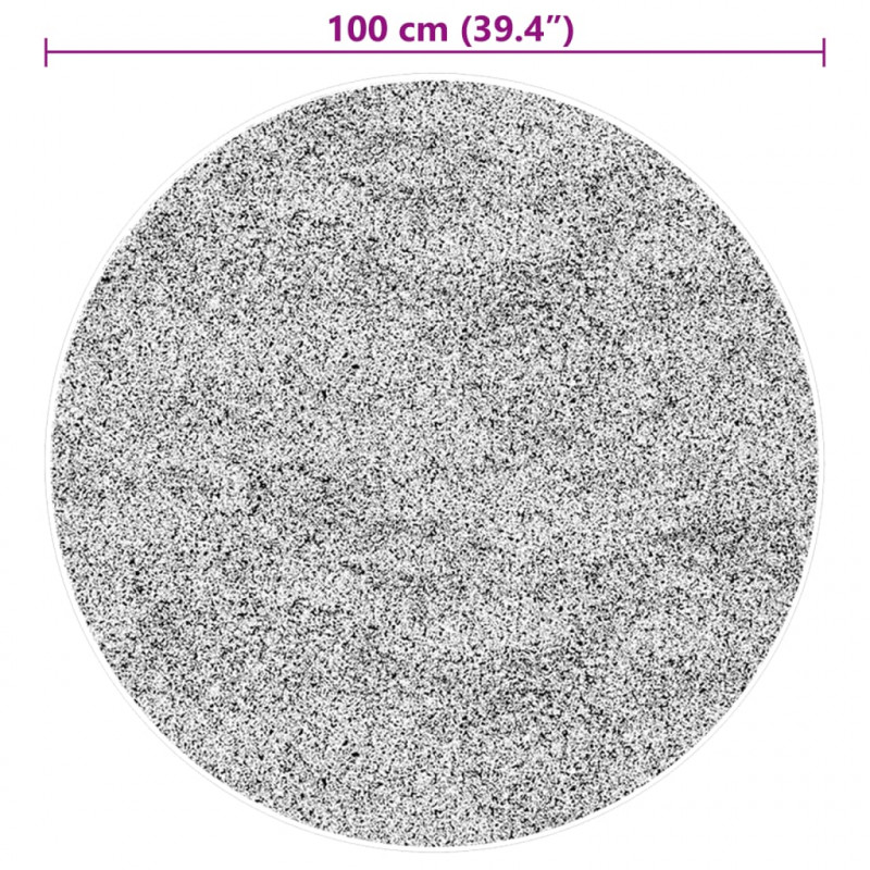 Dywan HUARTE z krótkim włosiem, czarny, Ø 100 cm