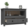 Szafka pod telewizor, szara, 79x35x52 cm, lite drewno sosnowe
