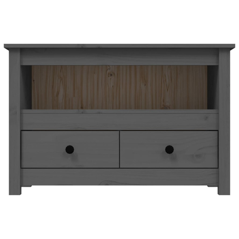 Szafka pod telewizor, szara, 79x35x52 cm, lite drewno sosnowe