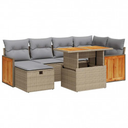 8-cz. zestaw mebli ogrodowych z poduszkami, beżowy, polirattan